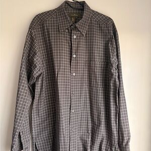 Ermenegildo Zegna Brown and White Checked Dress Shirt